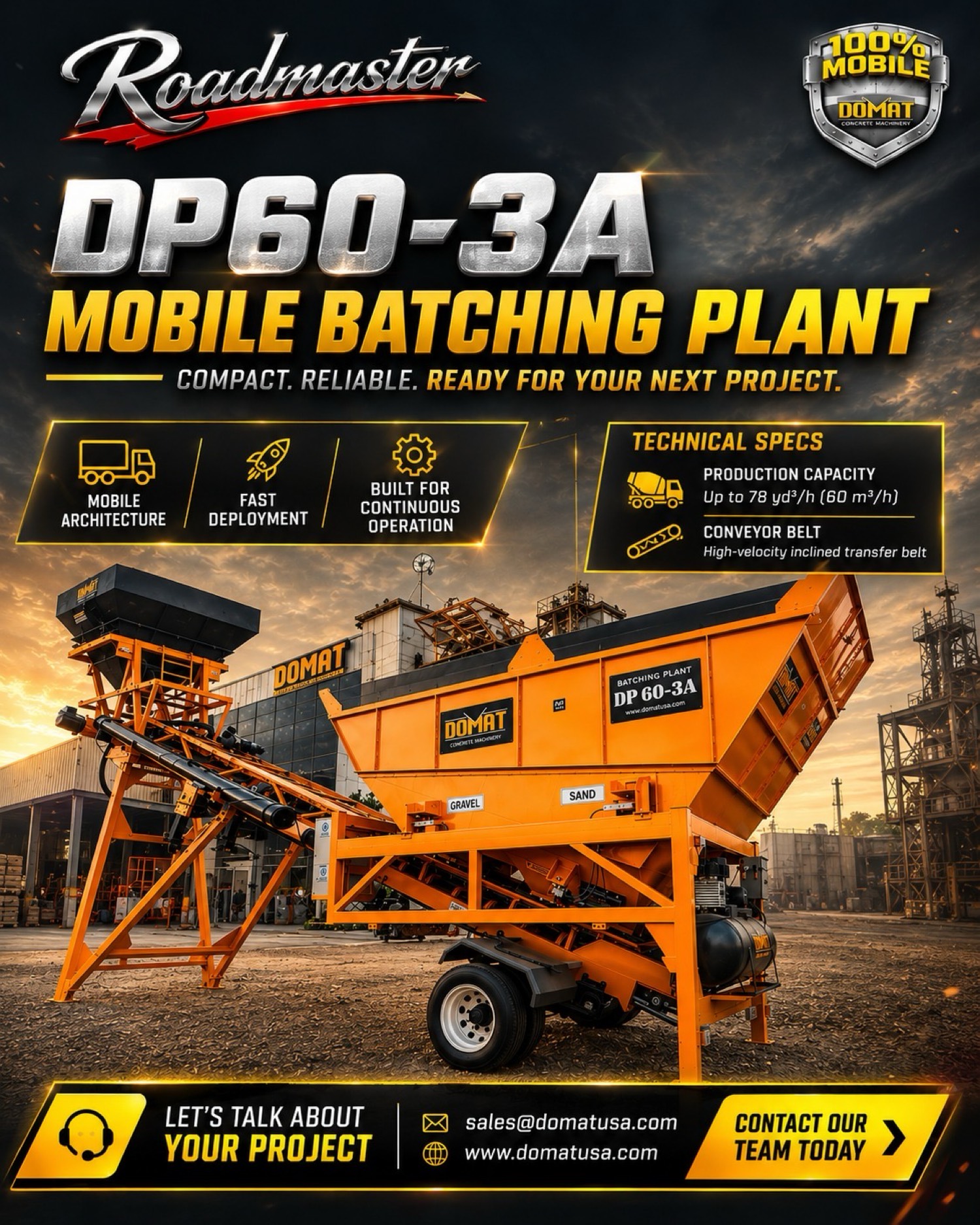 Planta dosificadora móvil Domat Roadmaster DP60-3A